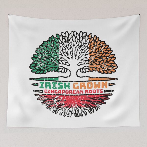 Item preview, Singapore Singaporean Irish Ireland Tree Roots Flag designed and sold by FlagX.