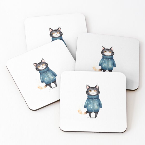 Item preview, Cat illustration wearing a blue coat designed and sold by Victoria Riabov.