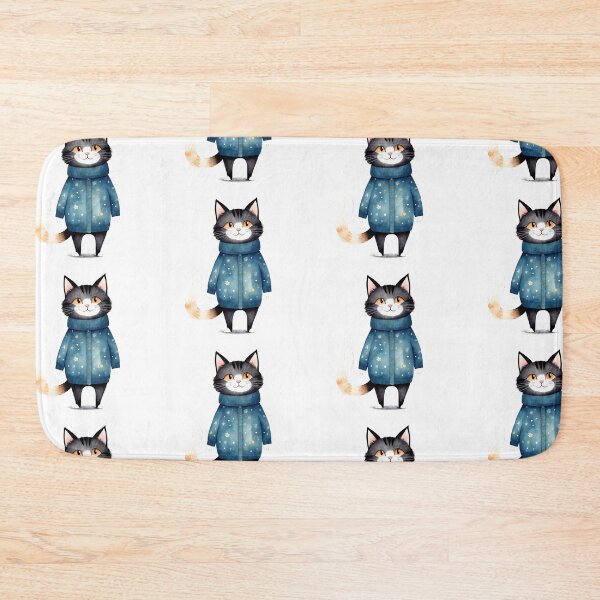 Item preview, Cat illustration wearing a blue coat designed and sold by Victoria Riabov.