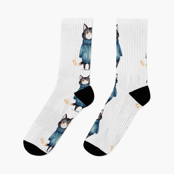 Item preview, Cat illustration wearing a blue coat designed and sold by Victoria Riabov.