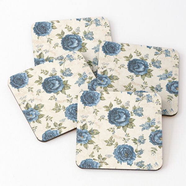Item preview, Blue Vintage Floral Pattern designed and sold by SeamPix.