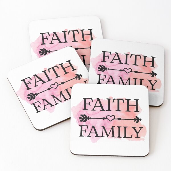Item preview, Faith and Family bold font quote over watercolor background  designed and sold by SassyFaithGirl.