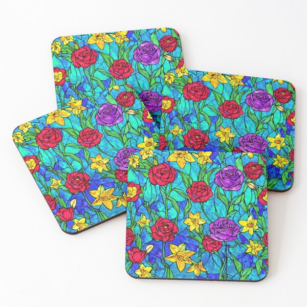 Item preview, Stained Glass Art Floral Pattern designed and sold by SeamPix.