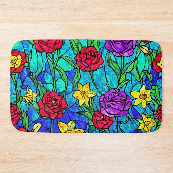 Item preview, Stained Glass Art Floral Pattern designed and sold by SeamPix.