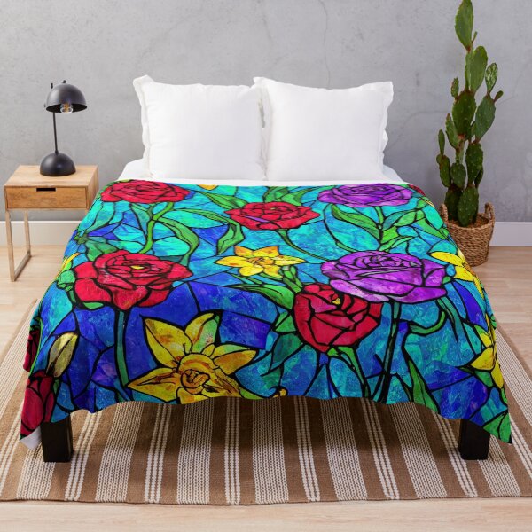 Item preview, Stained Glass Art Floral Pattern designed and sold by SeamPix.