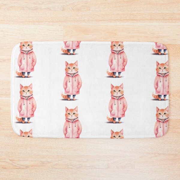 Item preview, Cat illustration wearing a pink coat designed and sold by Victoria Riabov.