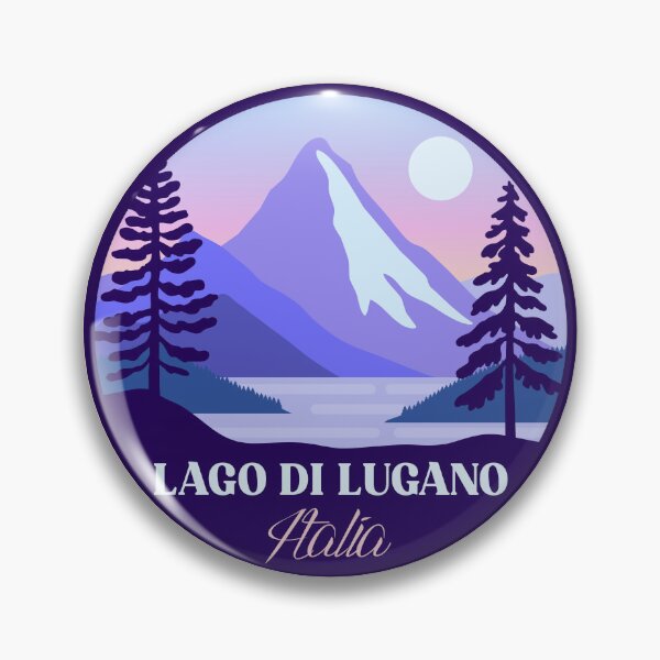 Item preview, Lago di Lugano Italia mountains landscape badge designed and sold by InvestingRoad.