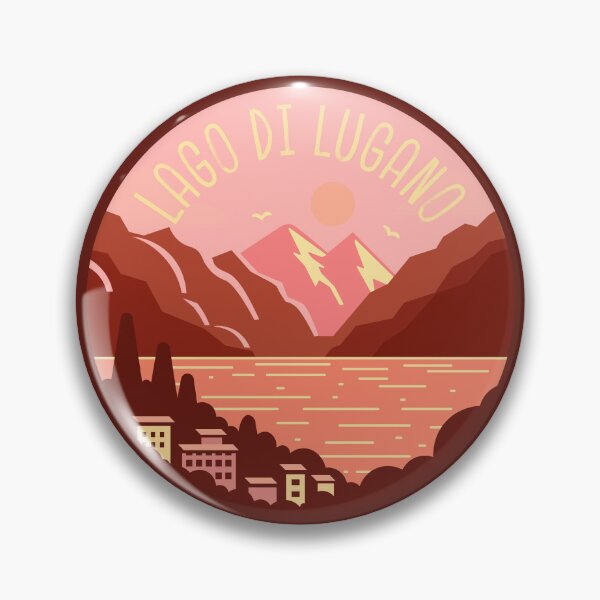 Item preview, Lago di Lugano Italia mountains landscape badge designed and sold by InvestingRoad.