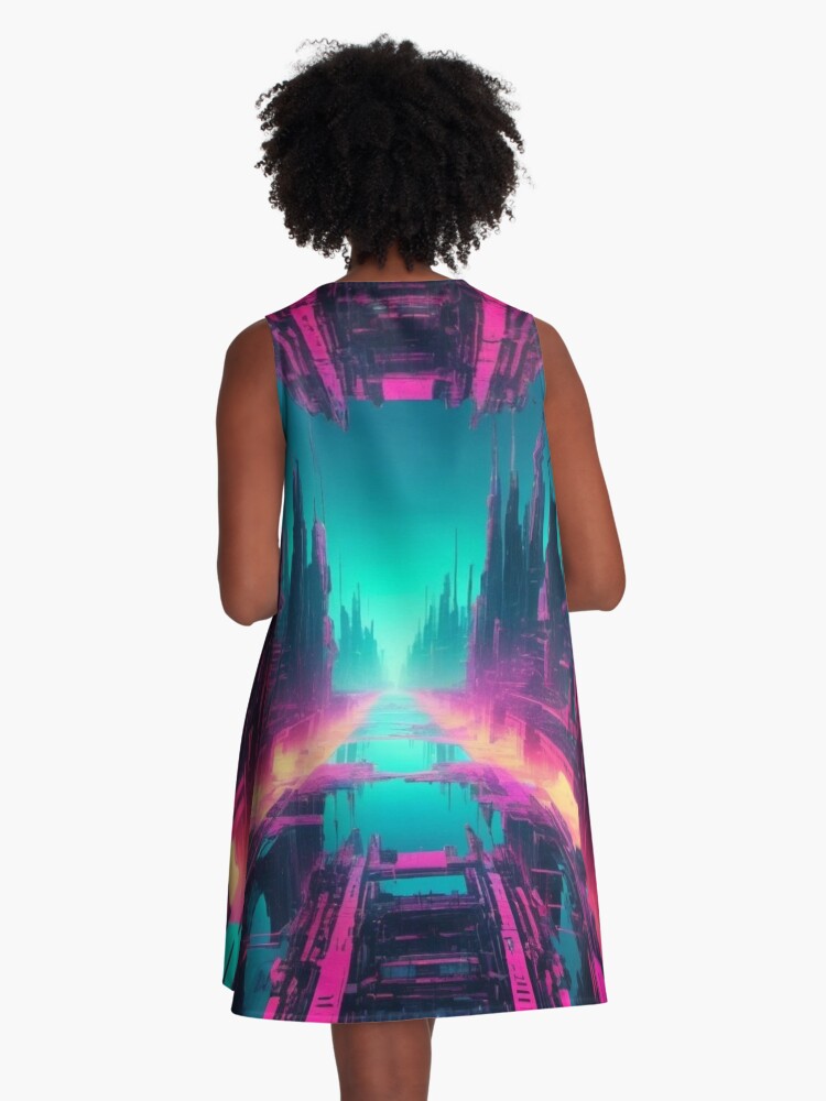 Thumbnail 3 of 4, A-Line Dress, Parallel Anomalies - Cyber Dimension designed and sold by eXtraHumans.