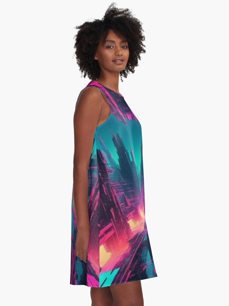 Thumbnail 2 of 4, A-Line Dress, Parallel Anomalies - Cyber Dimension designed and sold by eXtraHumans.