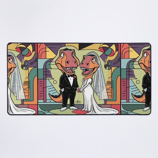 Item preview, Funny Cute T-rex Dinosaur Bride and Groom Abstract Art designed and sold by Nature's Fancy.