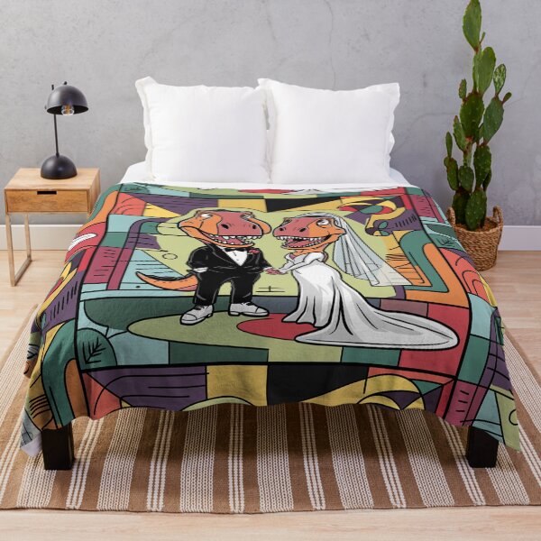 Item preview, Funny Cute T-rex Dinosaur Bride and Groom Abstract Art designed and sold by Nature's Fancy.