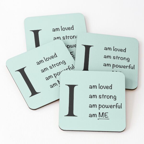 Item preview, I am... loved, strong, powerful, ME. Blue back designed and sold by ClearAndHappy.