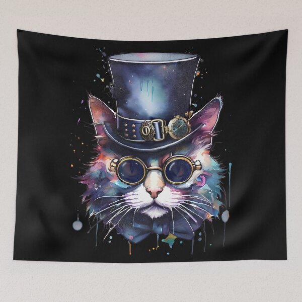 Item preview, Cool Steampunk Cat Watercolour Tattoo designed and sold by ReidDesigns.