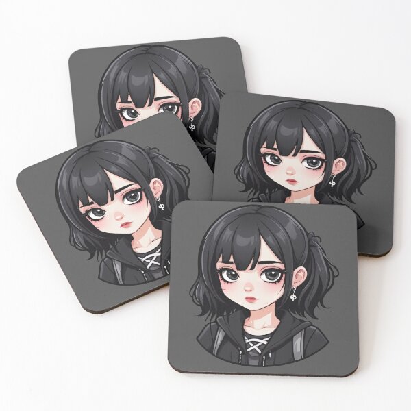 Item preview, Black Hair Cute Goth Girl Student designed and sold by MadnessEnvelope.