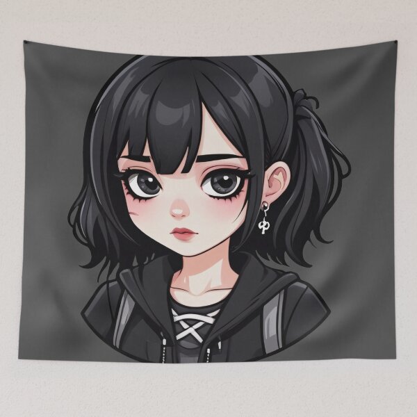 Item preview, Black Hair Cute Goth Girl Student designed and sold by MadnessEnvelope.