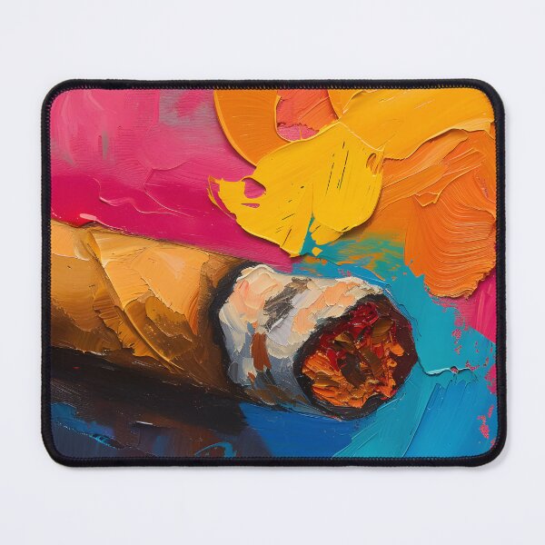 Item preview, Vividly Colored Cigar on Bright Abstract Background with Dynamic Strokes - Expressive Modern Art AI Generated designed and sold by OlfactoART Studio.