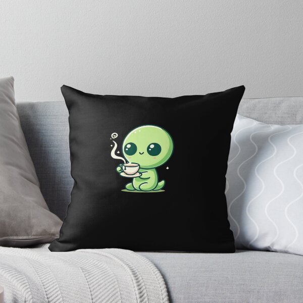 Item preview, Adorable Alien Sipping Tea Cartoon | Cute Space Creature Minimalist Art for Sci-Fi Lovers designed and sold by tizzime.