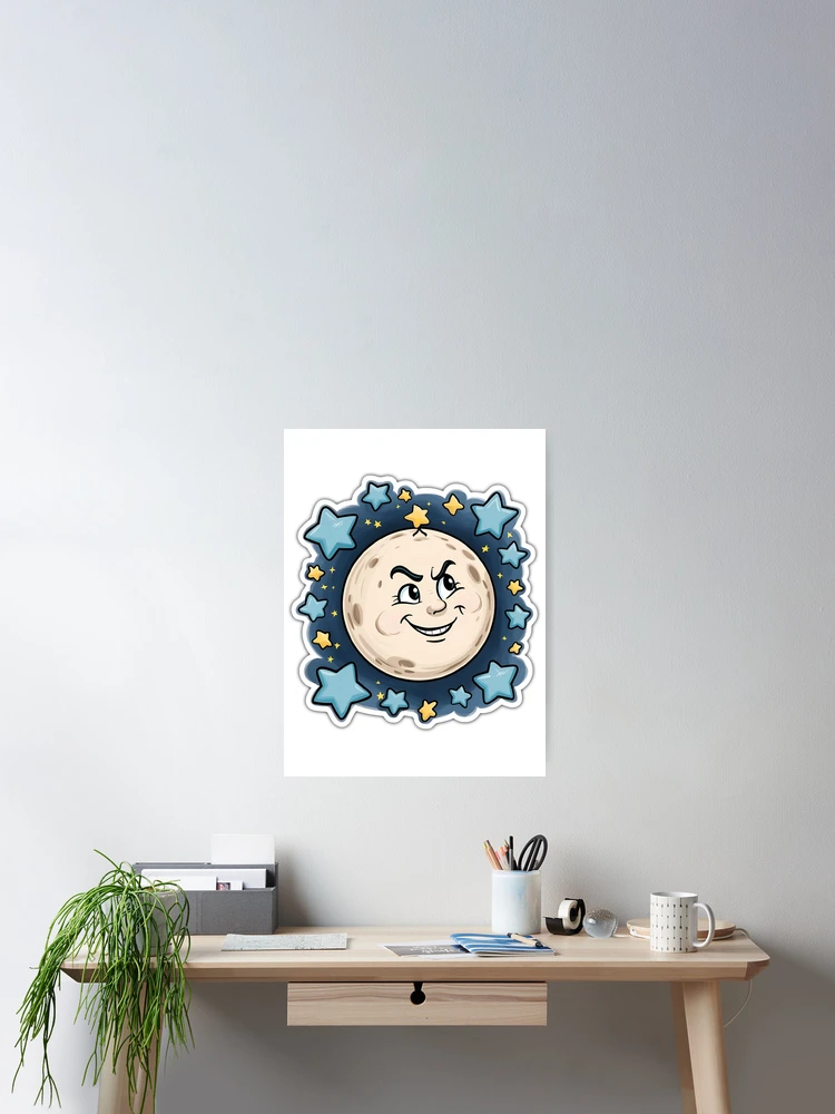 Thumbnail 2 of 3, Poster, Moon with Stars designed and sold by R3FDesign.