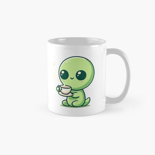Item preview, Adorable Alien Sipping Tea Cartoon | Cute Space Creature Minimalist Art for Sci-Fi Lovers designed and sold by tizzime.
