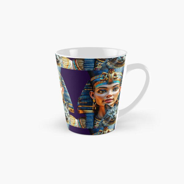 Vista previa del artículo con la obra «La reina Nefertiti la faraona más bella del antiguo Egipto con su gato», diseñado y vendido por AnadAA.