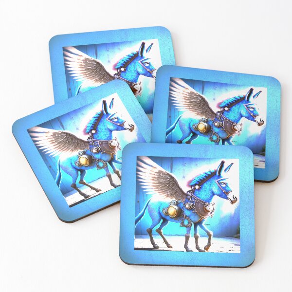 Item preview, five-legged blue donkey with wings in steampunk style - dePace' designed and sold by mrpropcake.