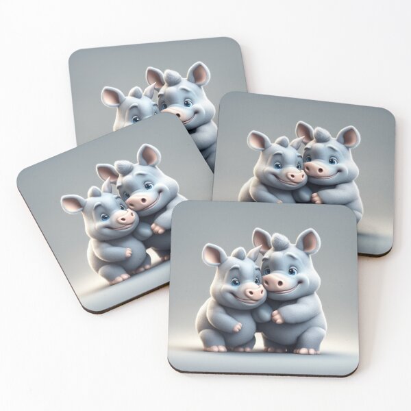Item preview, Cute Rhino Hugging Baby Rhino Cartoon Vector Icon Illustration designed and sold by hjian8219.