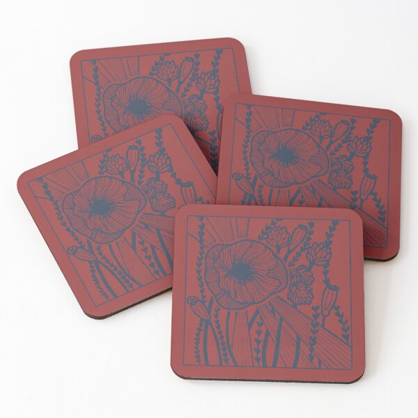 Item preview, Radiant Poppy Pen & Ink Illustration - Ruby + Dusk designed and sold by Irene Estelle.