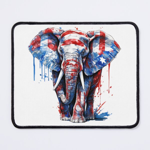 Item preview, Republican Elephant Painted in Red White & Blue on the Move  designed and sold by TamarackFlair.
