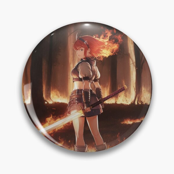 Item preview, Epic Fire Swordsman Anime Girl - graphic designed and sold by Kurczaq-Shop.