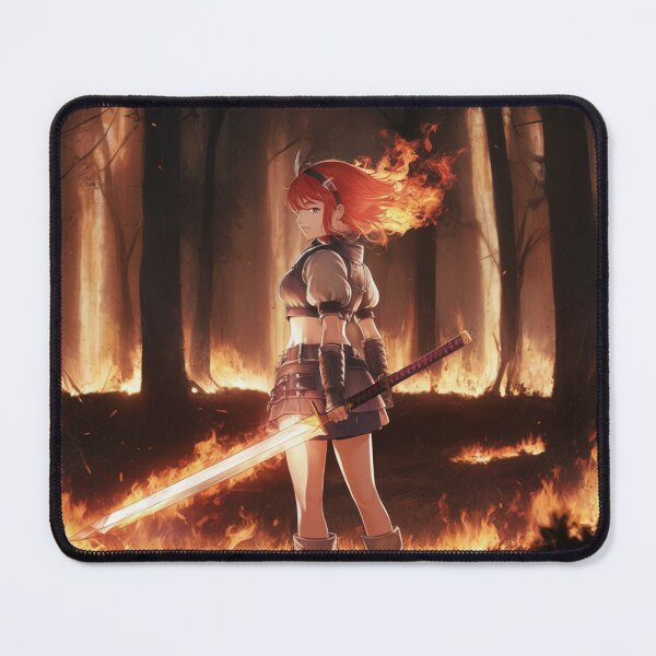 Item preview, Epic Fire Swordsman Anime Girl - graphic designed and sold by Kurczaq-Shop.