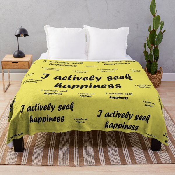 Item preview, Pattern with the inscription "I actively seek happiness" on a yellow background designed and sold by Cherevan.