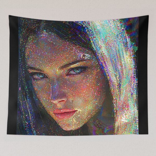 Item preview, Cool gaze. smoking hot girl looks in pointillism designed and sold by UmagineArts.