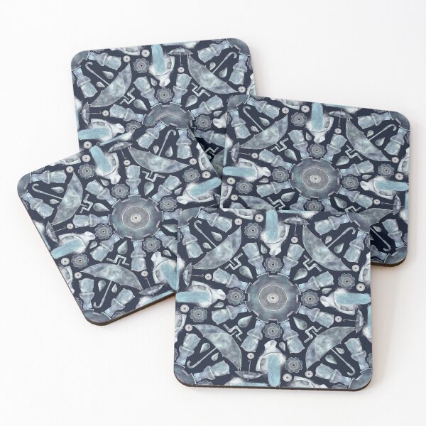 Item preview, Waterworks Kaleidoscope - on dark blue designed and sold by the-coin-jar-co.