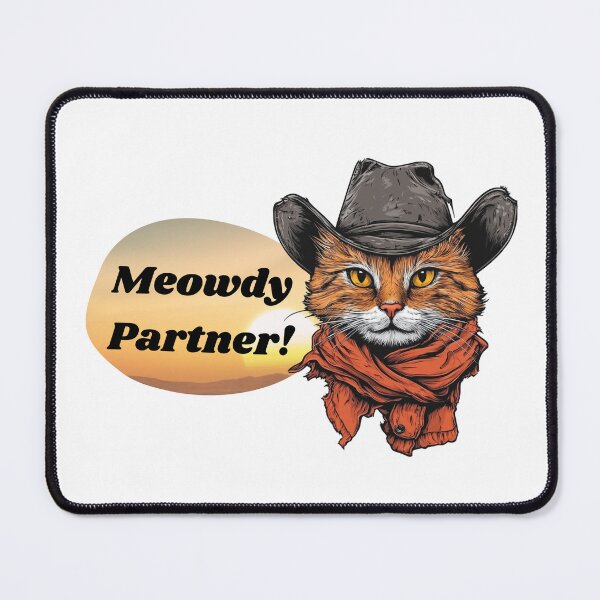 Item preview, Meowdy Partner! - Cowboy Cat Carl Sticker Design designed and sold by zwrohn.