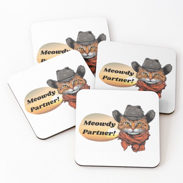 Item preview, Meowdy Partner! - Cowboy Cat Carl Sticker Design designed and sold by zwrohn.