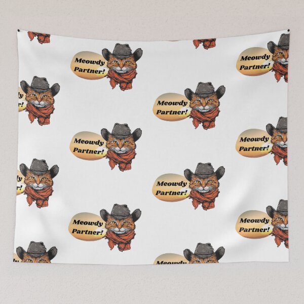 Item preview, Meowdy Partner! - Cowboy Cat Carl Sticker Design designed and sold by zwrohn.