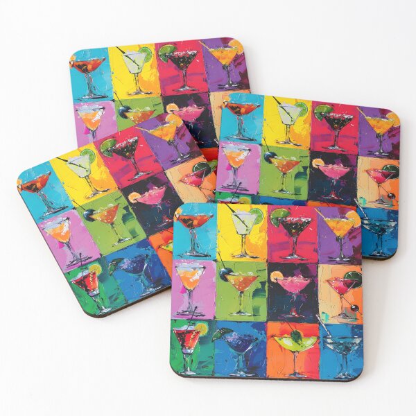 Item preview, Vibrant Cocktail Collage with Twelve Unique Drinks on Colorful Backgrounds - Diverse Garnishes designed and sold by OlfactoART Studio.