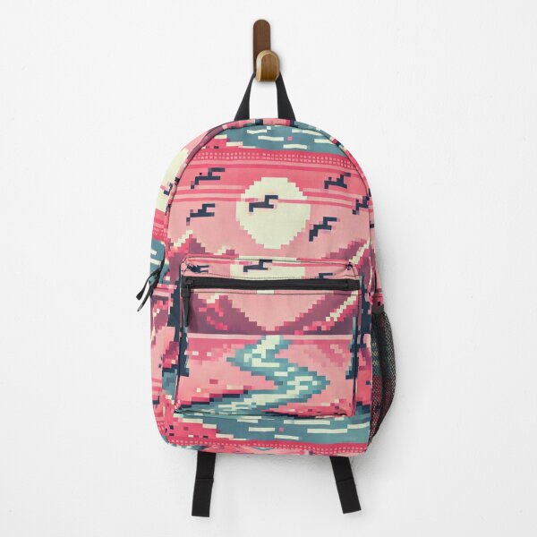 Item preview, Pink Pixelated Landscape Backpack  designed and sold by vLA.
