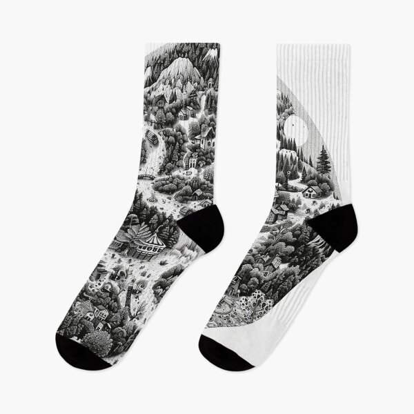 Item preview, Blakoria - Round landscape in black and white (1/4) designed and sold by sabantha.