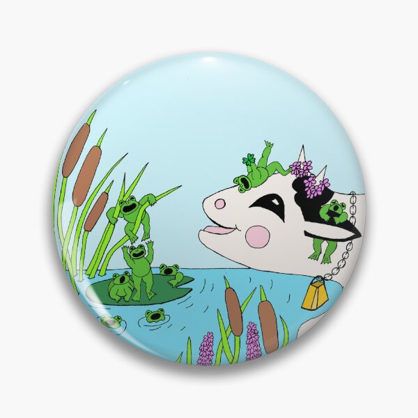 Item preview, A Chorus of Frogs Singing with a Happy Cow Die Cut Circle designed and sold by JoyousArt4u.