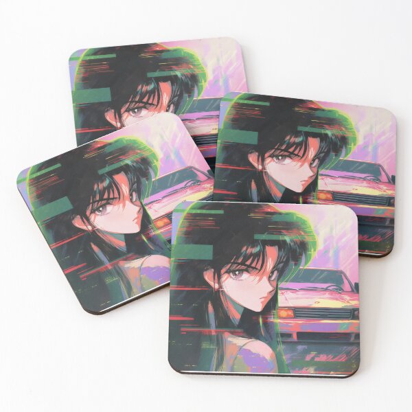 Item preview, 80s Anime Retro Girl Car Japanese Aesthetic Glitch Effect designed and sold by glasseskyodai.
