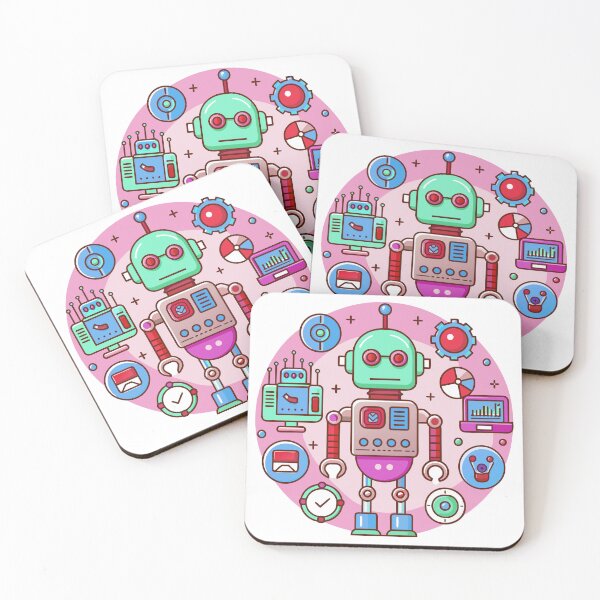 Item preview, Colourful robot cartoon charactor graphic design  designed and sold by Tiny Cozy Art.