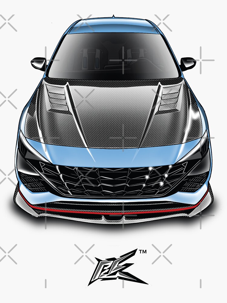 hyundai elantra N blue carbon hood Sticker for Sale by NaquashM
