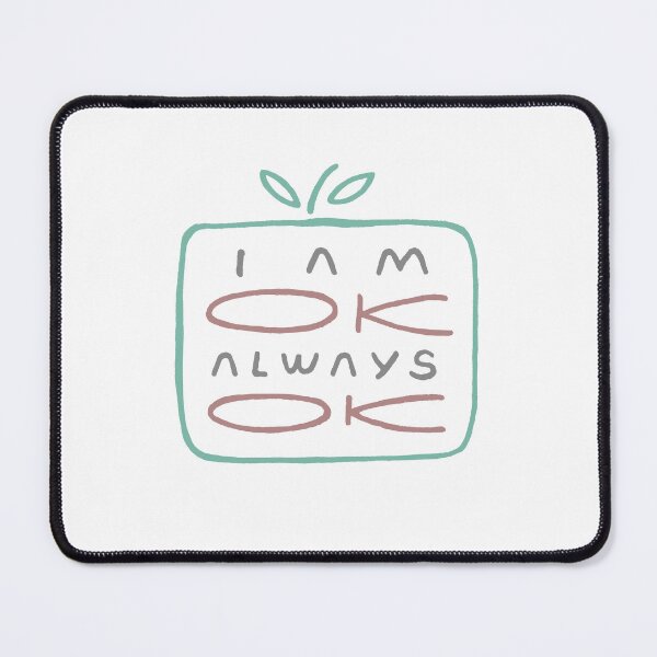 Item preview, I Am OK Always OK Text Composition Hand Drawn Font Organic Style and Color Square shape Fruit Like Composition in Thin Line Art designed and sold by Wiggly Lines.
