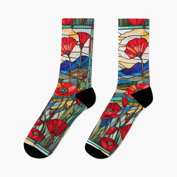 Item preview, Poppy fields in stained glass  designed and sold by hillary marek.