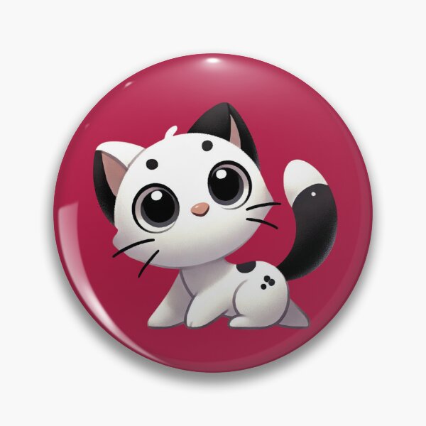 Item preview, Curious White Cat with Black Patches - Cute Cartoon Kitten designed and sold by takeng07.