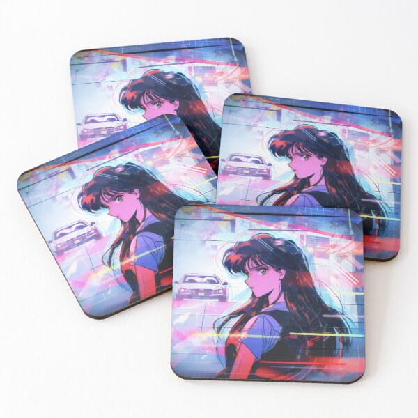 Item preview, 80s Anime Retro Girl Car Japanese Aesthetic Long Hair Girl designed and sold by glasseskyodai.