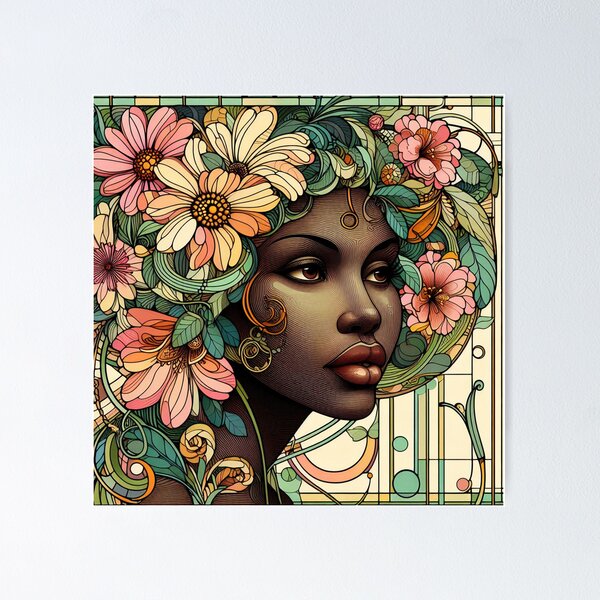 Item preview, Art Nouveau Spring Woman (Flowers of Africa) designed and sold by HeySpera.