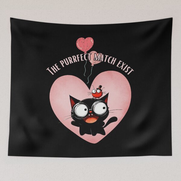 Item preview, The purrfect match exist cute cat heart baloon designed and sold by MatysDesign.